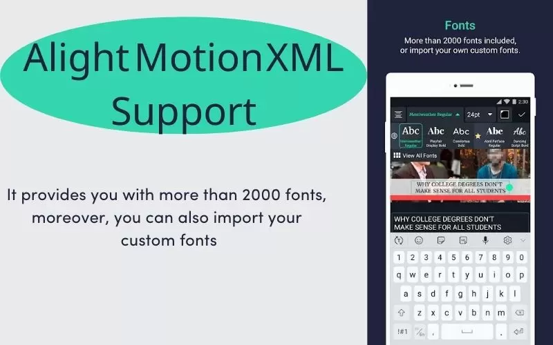 alight motion mod apk xml support download