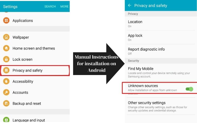 Manual Instructions for installation on Android